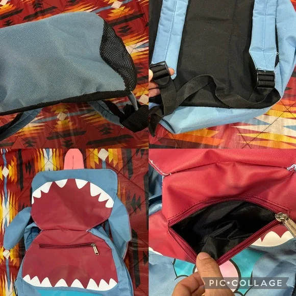 Disney Loungefly Lilo & Stitch Ears Ice Cream Tongue Flap School Blue Backpack - Picture 5 of 7